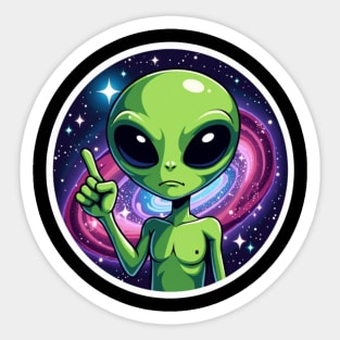 Cosmic Command: The Pointing Alien Sticker